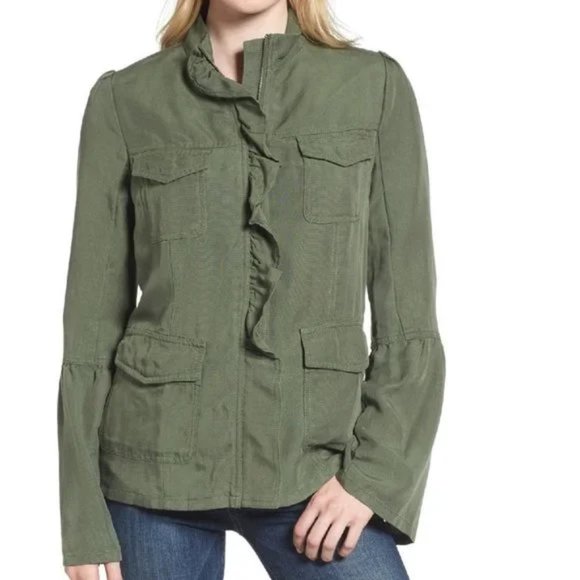 HINGE Ruffle Utility Jacket - Picture 1 of 7